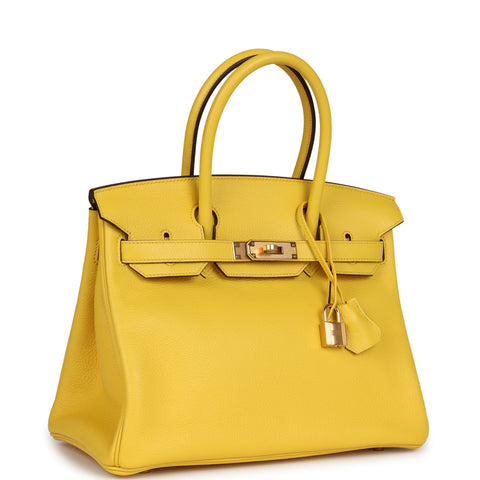 Hermes Birkin 30 Jaune de Naples Taurillon Novillo Rose Gold Hardware