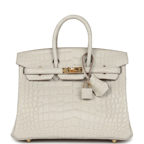 Hermes Birkin 25 Beton Matte Alligator Gold Hardware
