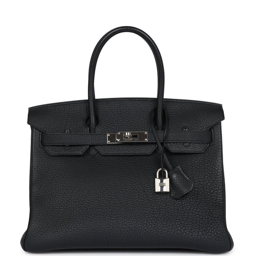 Pre-owned Hermes Birkin 30 Black Fjord Palladium Hardware