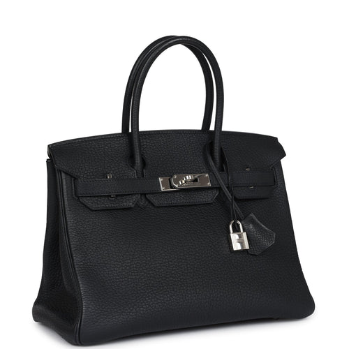 Pre-owned Hermes Birkin 30 Black Fjord Palladium Hardware