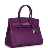 Pre-owned Hermes Birkin 30 Anemone Epsom Palladium Hardware