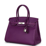 Pre-owned Hermes Birkin 30 Anemone Epsom Palladium Hardware