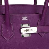 Pre-owned Hermes Birkin 30 Anemone Epsom Palladium Hardware