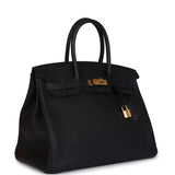 Pre-owned Hermes Birkin 35 Black Togo Gold Hardware