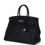 Pre-owned Hermes Birkin 35 Black Togo Gold Hardware