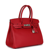 Pre-owned Hermes Birkin 30 Rouge Casaque Epsom Palladium Hardware