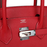 Pre-owned Hermes Birkin 30 Rouge Casaque Epsom Palladium Hardware