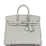 Hermes Birkin 25 Gris Perle Ostrich Palladium Hardware