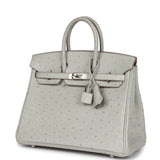 Hermes Birkin 25 Gris Perle Ostrich Palladium Hardware