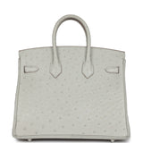 Hermes Birkin 25 Gris Perle Ostrich Palladium Hardware