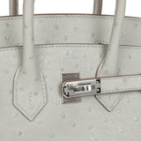 Hermes Birkin 25 Gris Perle Ostrich Palladium Hardware