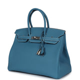 Hermes Birkin 35 Blue Jean Togo Palladium Hardware