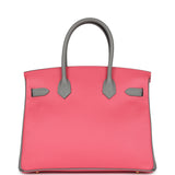 Pre-owned Hermes Special Order (HSS) Birkin 30 Rose Azalee and Gris Mouette Epsom Brushed Gold Hardware