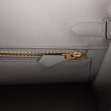 Pre-owned Hermes Special Order (HSS) Birkin 30 Rose Azalee and Gris Mouette Epsom Brushed Gold Hardware