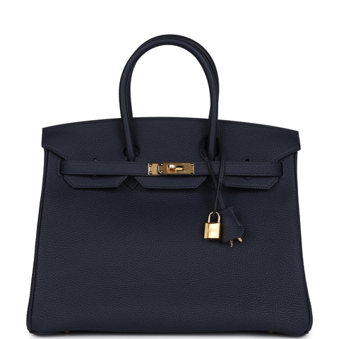 Hermes Birkin 35 Bleu Nuit Togo Gold Hardware