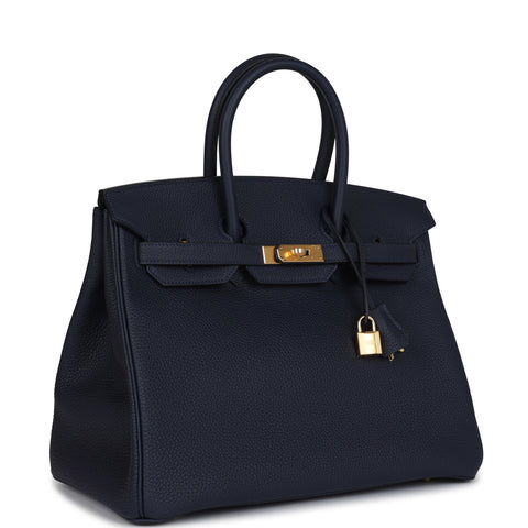 Hermes Birkin 35 Bleu Nuit Togo Gold Hardware