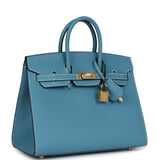 Hermes Birkin Sellier 25 Blue Jean Epsom Gold Hardware