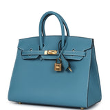 Hermes Birkin Sellier 25 Blue Jean Epsom Gold Hardware