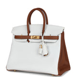 Hermes Special Order (HSS) Birkin 25 White and Gold Clemence Brushed Gold Hardware