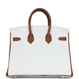 Hermes Special Order (HSS) Birkin 25 White and Gold Clemence Brushed Gold Hardware