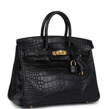 Hermes Birkin 25 Black Matte Alligator Gold Hardware