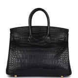 Hermes Birkin 25 Black Matte Alligator Gold Hardware