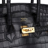 Hermes Birkin 25 Black Matte Alligator Gold Hardware