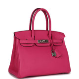 Pre-owned Hermes Birkin 30 Rose Shocking Clemence Palladium Hardware