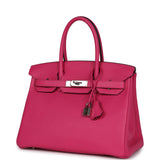 Pre-owned Hermes Birkin 30 Rose Shocking Clemence Palladium Hardware