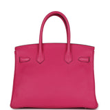 Pre-owned Hermes Birkin 30 Rose Shocking Clemence Palladium Hardware