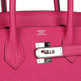 Pre-owned Hermes Birkin 30 Rose Shocking Clemence Palladium Hardware