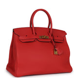 Pre-owned Hermes Birkin 35 Rouge Tomate Togo Gold Hardware