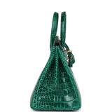 Hermes Birkin 25 Emerald Shiny Porosus Crocodile Gold Hardware