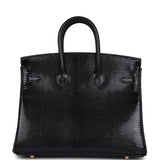 Hermes Birkin 25 Black Shiny Varanus Niloticus Lizard Gold Hardware