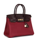 Hermes Birkin 30 Rouge Sellier Matte Niloticus Crocodile and Rubis Togo Touch Permabrass Hardware