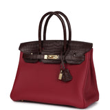 Hermes Birkin 30 Rouge Sellier Matte Niloticus Crocodile and Rubis Togo Touch Permabrass Hardware