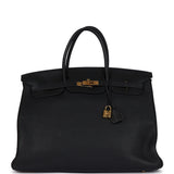 Pre-owned Hermes Birkin 40 Black Togo Gold Hardware