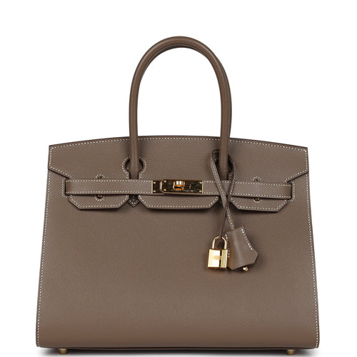 Pre-owned Hermes Birkin Sellier 30 Etoupe Epsom Gold Hardware