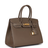 Pre-owned Hermes Birkin Sellier 30 Etoupe Epsom Gold Hardware