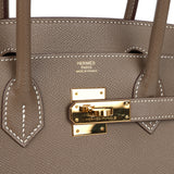 Pre-owned Hermes Birkin Sellier 30 Etoupe Epsom Gold Hardware