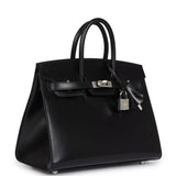 Hermes Birkin Sellier 25 Black Box Palladium Hardware