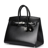 Hermes Birkin Sellier 25 Black Box Palladium Hardware