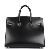 Hermes Birkin Sellier 25 Black Box Palladium Hardware