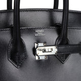 Hermes Birkin Sellier 25 Black Box Palladium Hardware