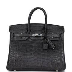 Hermes Birkin 25 Graphite Matte Alligator Palladium Hardware