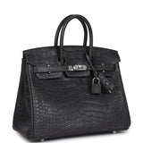 Hermes Birkin 25 Graphite Matte Alligator Palladium Hardware