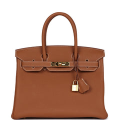 Pre-owned Hermes Birkin 30 Gold Togo Gold Hardware