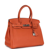 Pre-owned Hermes Birkin 30 Orange H Togo Palladium Hardware