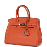 Pre-owned Hermes Birkin 30 Orange H Togo Palladium Hardware