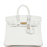 Hermes Birkin 25 New White Swift Gold Hardware